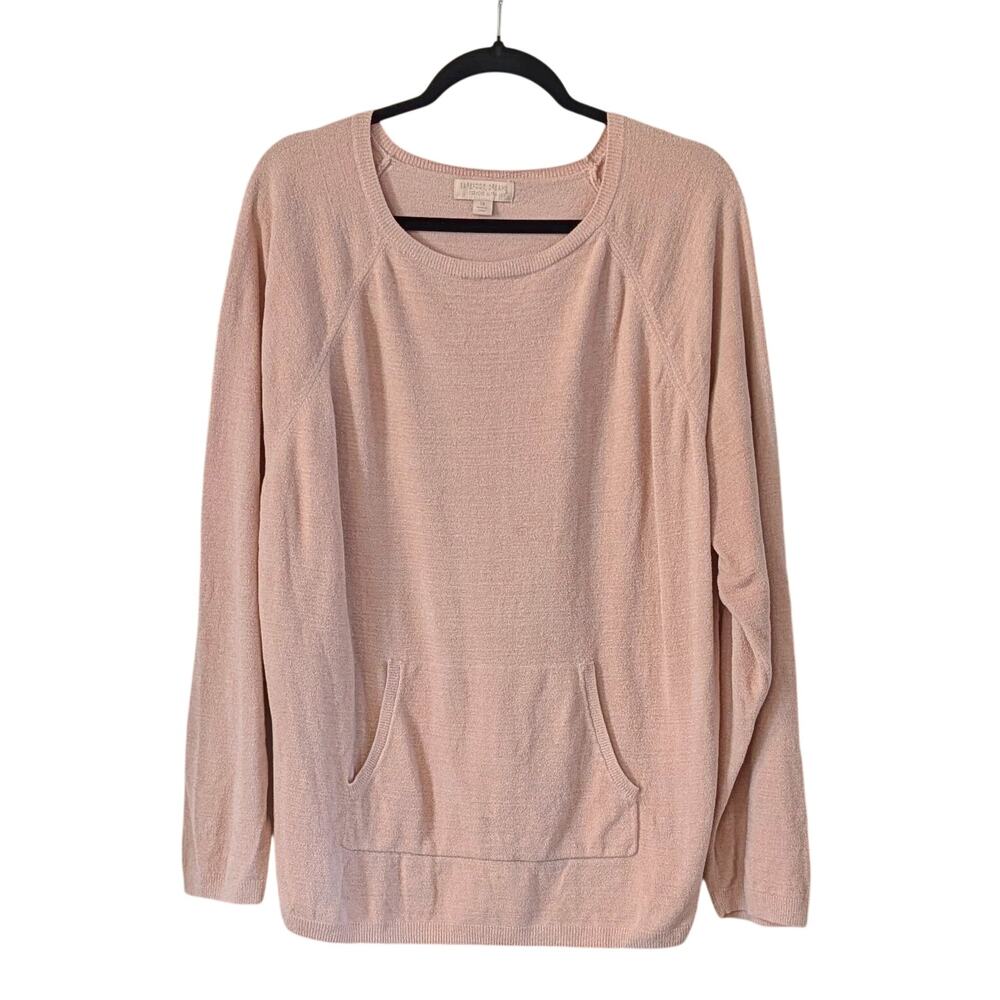 Barefoot Dreams CozyChic Ultra Lite Sweater 2X Raglan Pink Kangaroo Pocket
